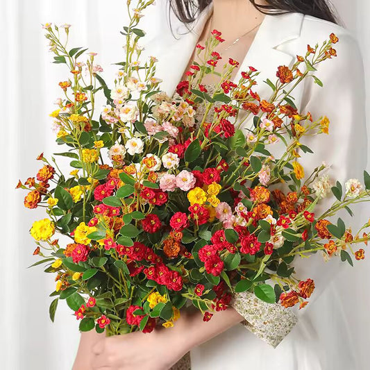 2/6/12pcs 73cm Simulated Small Rose Flower Multi Head Simulated Rose Flowers Artificial Bouquet Wedding Decoration Fake Flower